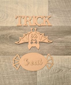 Trick or Treat Bat 3 piece plaque