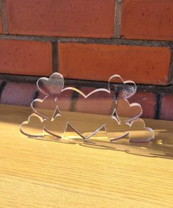 Freestanding 10mm acrylic heart with 8 hearts