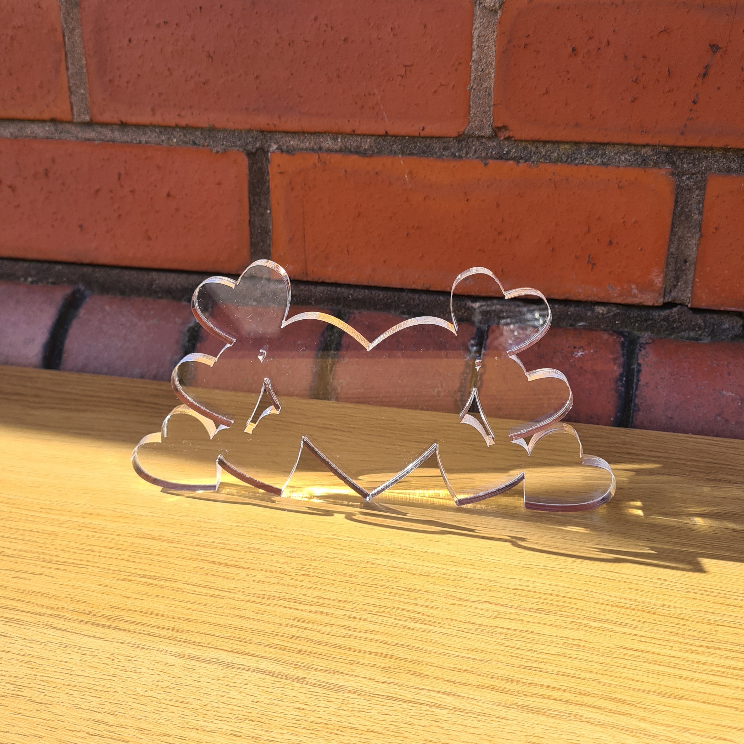 Freestanding 10mm acrylic heart with 8 hearts