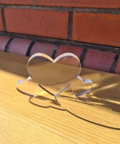 Freestanding 10mm acrylic heart with 2 hearts