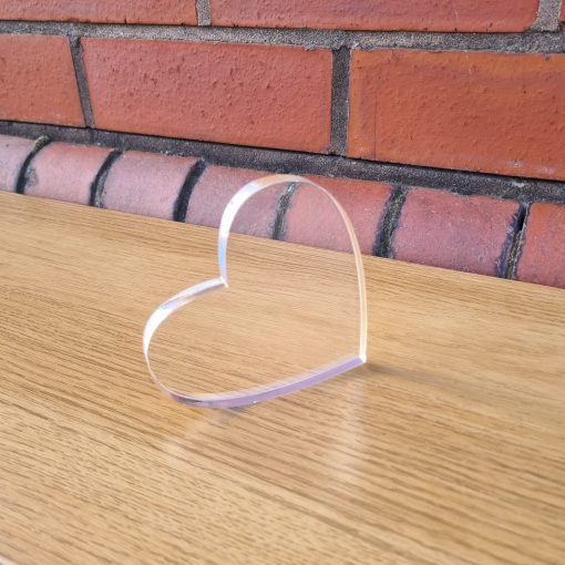 Freestanding 10mm acrylic heart - on its side