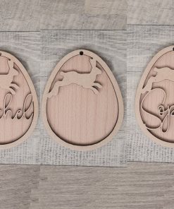 Egg with bunny and name on wood veneer back