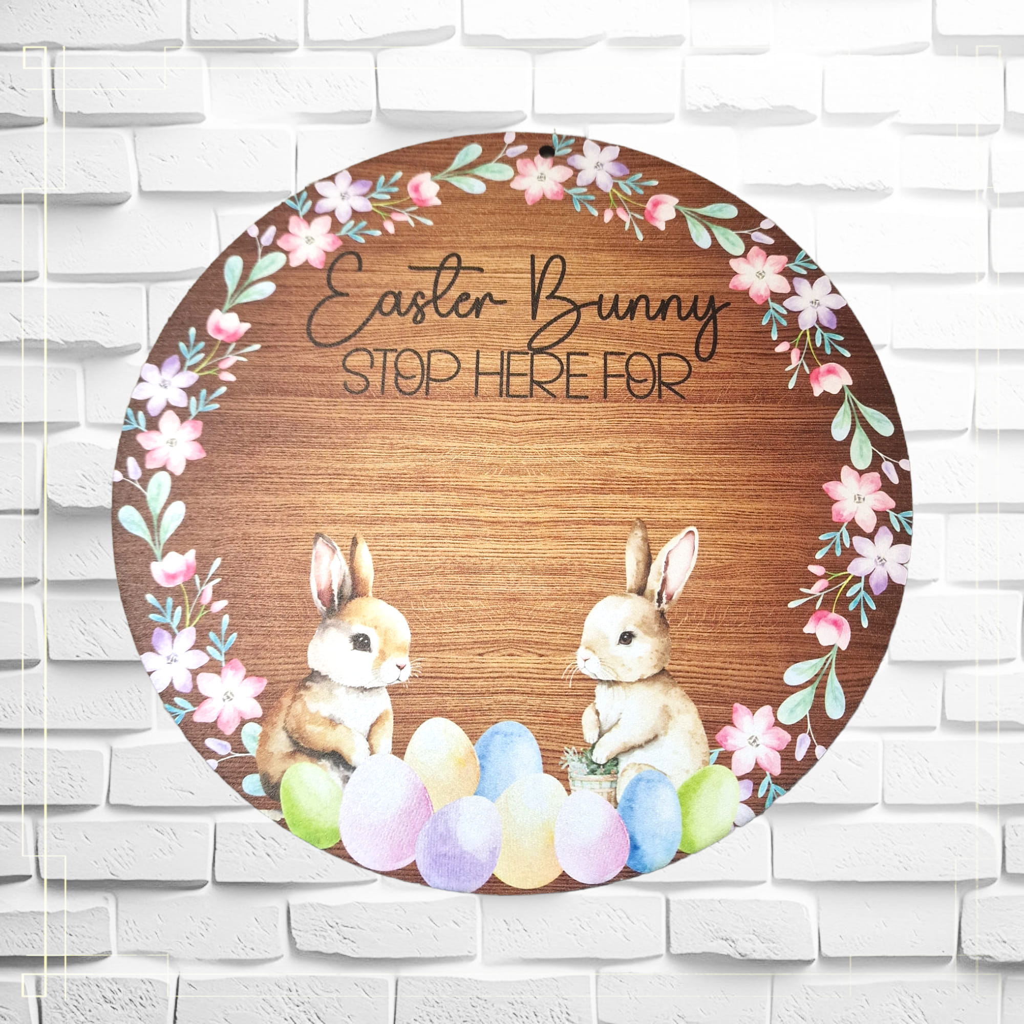 23cm Printed round - Bunnies with eggs and wreath - Image 2