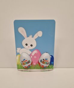 Printed white bunny portrait - 2 kinder holder on white plaque