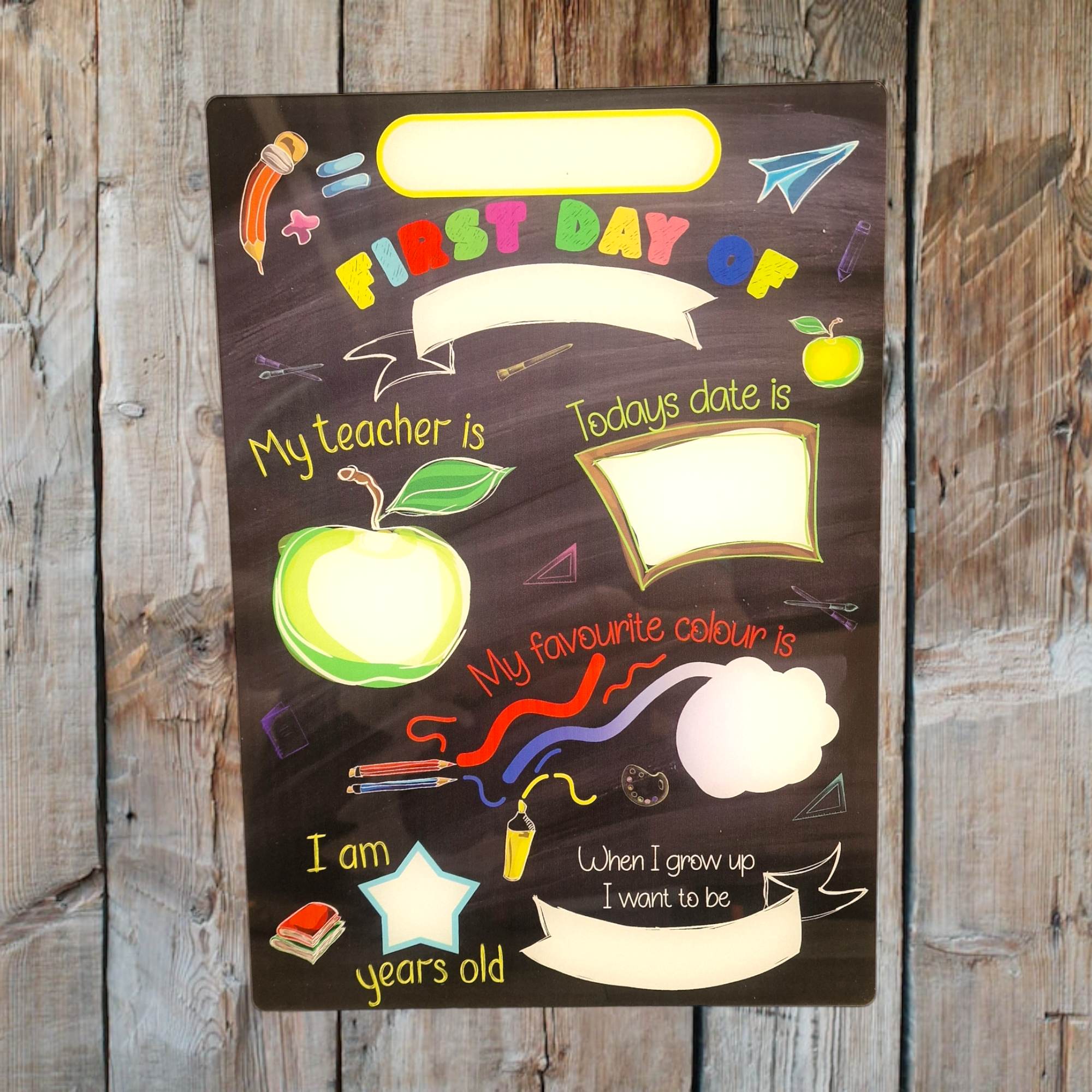 First Day at school wipeable acrylic board - chalk board - Image 3