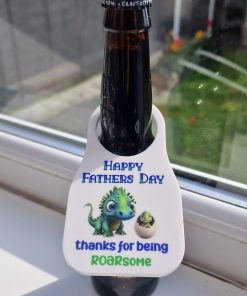 Bottle Tag - Fathers Day - Dino thanks for being Roarsome