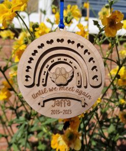 Until we meet again bauble - Wood veneer with MDF rainbow
