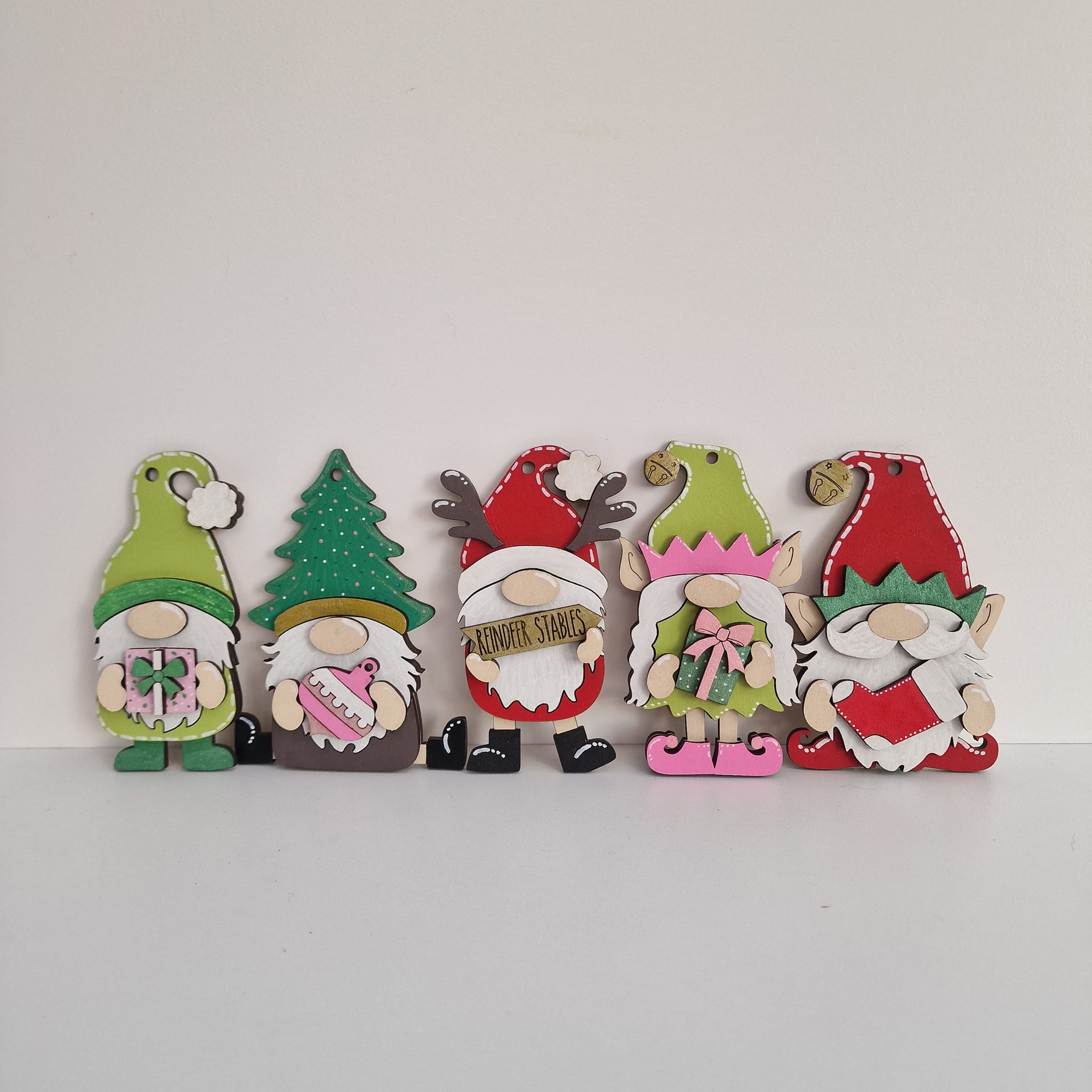 Cheerful Christmas gnome baubles - 5 gnome set