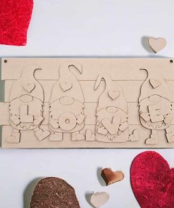 Alternative view of 4 gnomes on rectangle backboard - Valentines