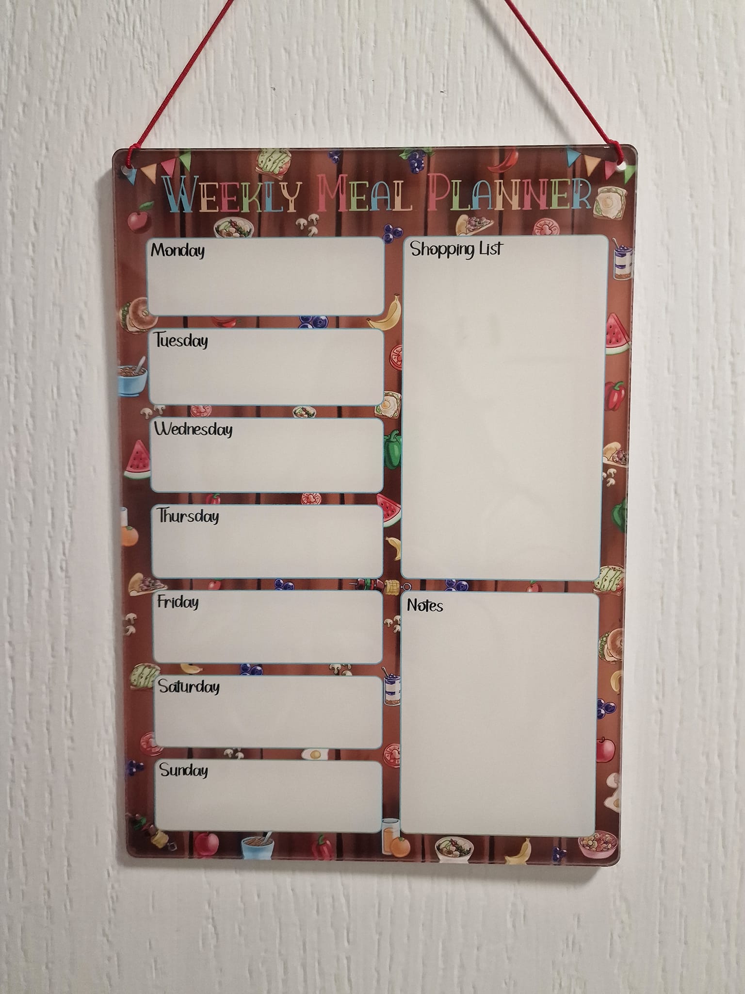 Meal planner - wood effect food design- wipeable A4