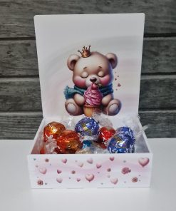 Alternative view of Box And Lid with VINYL - Pink hearts - Teddy cupcake