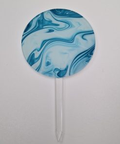 Circle cake topper - coloured acrylic - blue marble