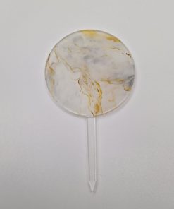 Circle cake topper - coloured acrylic - grey & gold marble