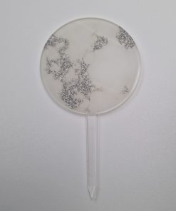 Circle cake topper - coloured acrylic - ivory & silver