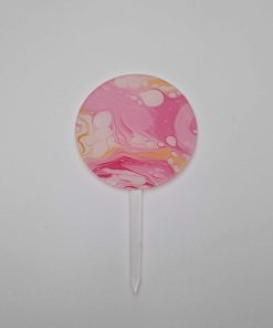 Circle cake topper - coloured acrylic - pink marble