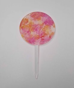 Circle cake topper - coloured acrylic - pink/orange blend