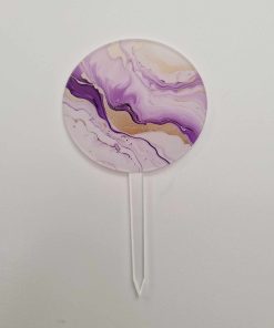 Circle cake topper - coloured acrylic - purple marble