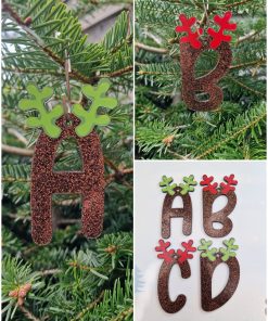 Glitter Reindeer Brown Letter with Vinyl antlers