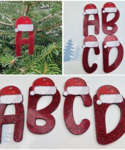 Glitter Santa Hat Red Letter with Vinyl