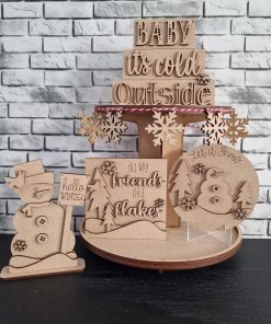 Tiered tray set - snowman
