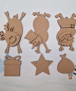 Upside down baubles - reindeer, snowman, Santa