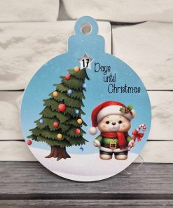 Sublimation sheet for rotating bauble - countdown - teddy green