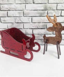Alternative view of 3D reindeer- glitter - small