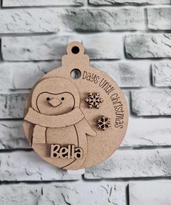 Alternative view of MDF rotating countdown bauble - penguin