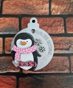 MDF rotating countdown bauble - penguin