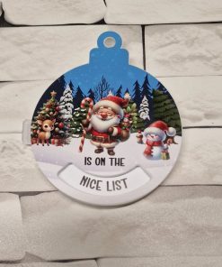 Sublimation sheet for rotating bauble - nice list - characters in forest