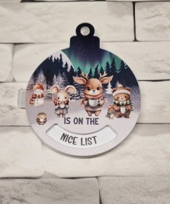Sublimation sheet for rotating bauble - nice list - forest animals