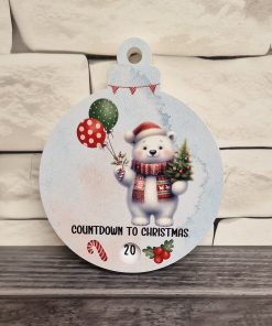 Rotating Christmas Countdown VINYL - white bear and balloon