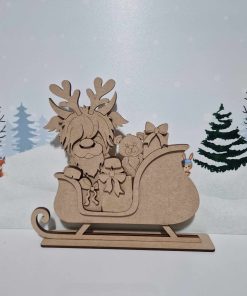 Highland in sleigh on a base