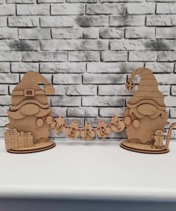 Gnomes with banner, interchangeable Merry Christmas