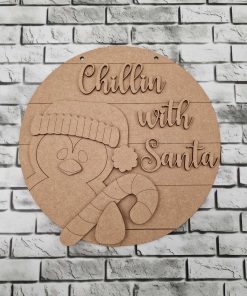 Penguin, chillin' with Santa, on 23cm round