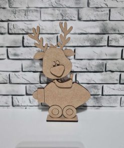 Reindeer in light bulb car on a base