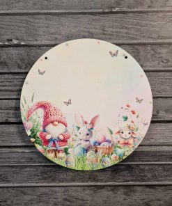 23cm printed round - Pastel easter bunny
