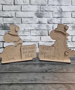 Valentines Dinos with signs on base