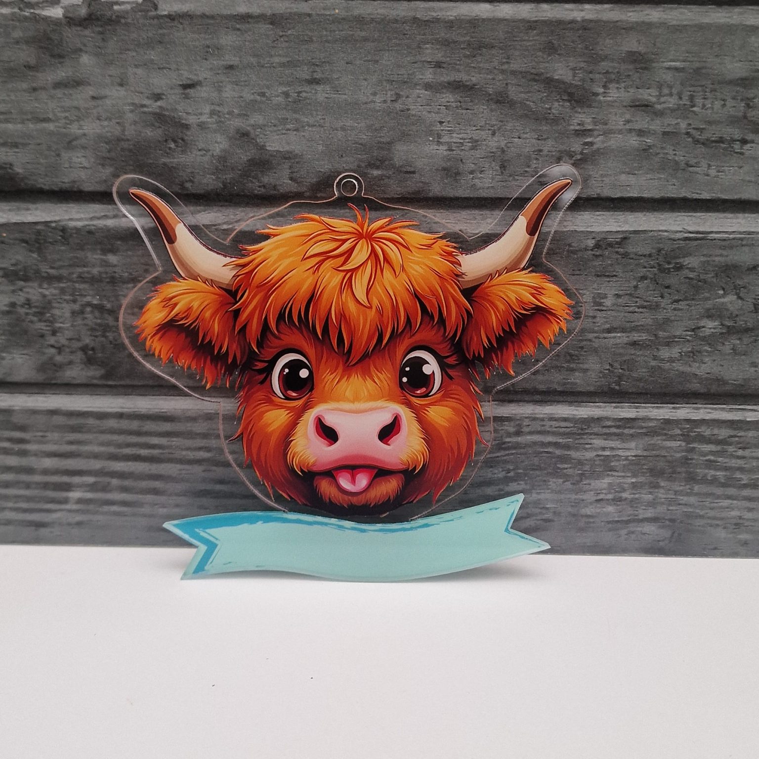 Highland with banner printed on clear acrylic Manchester Craft Blanks