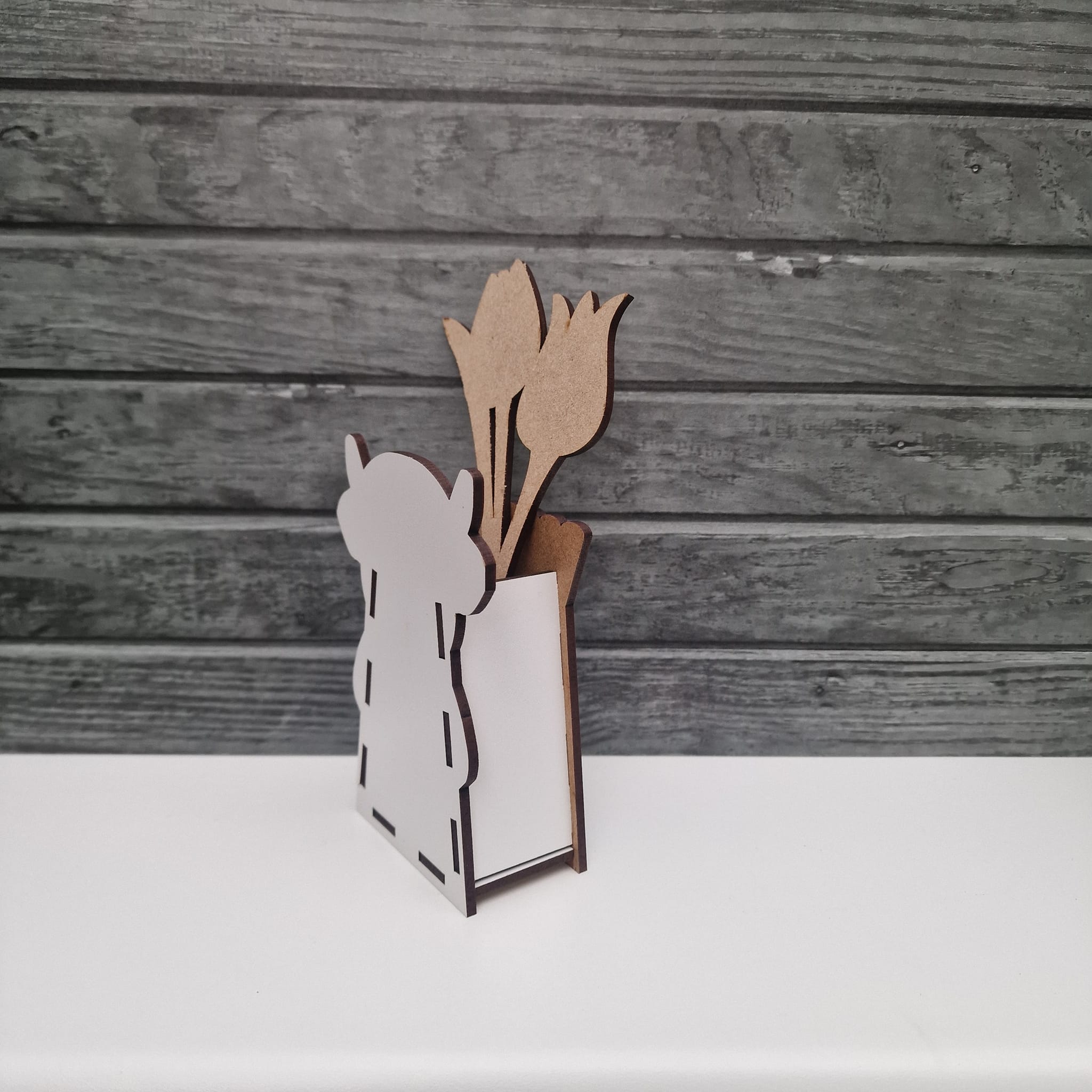 White MDF Flower vase - Highland front - Image 2