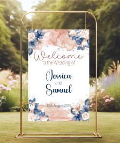 Welcome Sign Blush Blue Splash