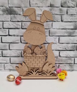 Dino holding easter basket on a base