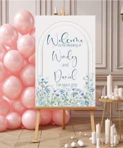 Welcome Sign Ditsy Blue Arch