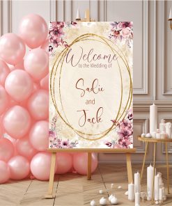 Alternative view of Welcome Sign Dusty Pink Gold Geo