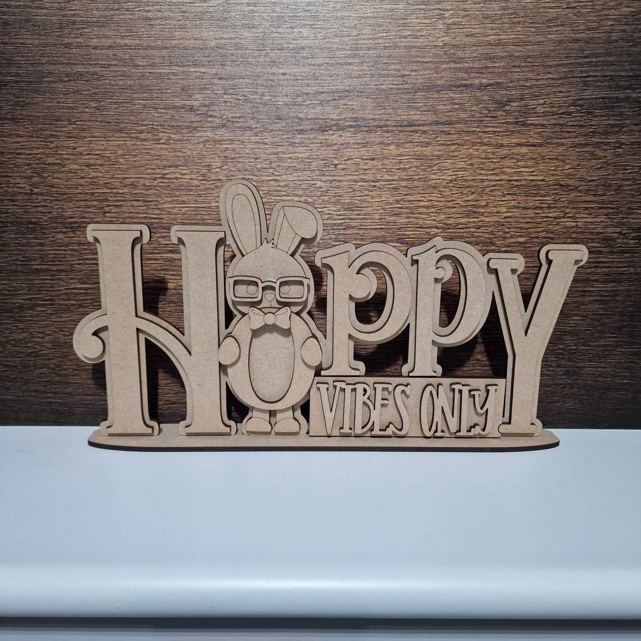 Hoppy Vibes plaque on base
