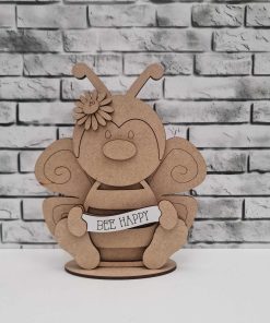 Bee Happy bee on base with banner