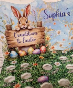 Alternative view of Sublimation sheet for the Easter countdown choc holders - Bunny on fence