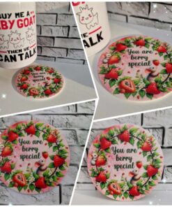 strawberry themed coaster
