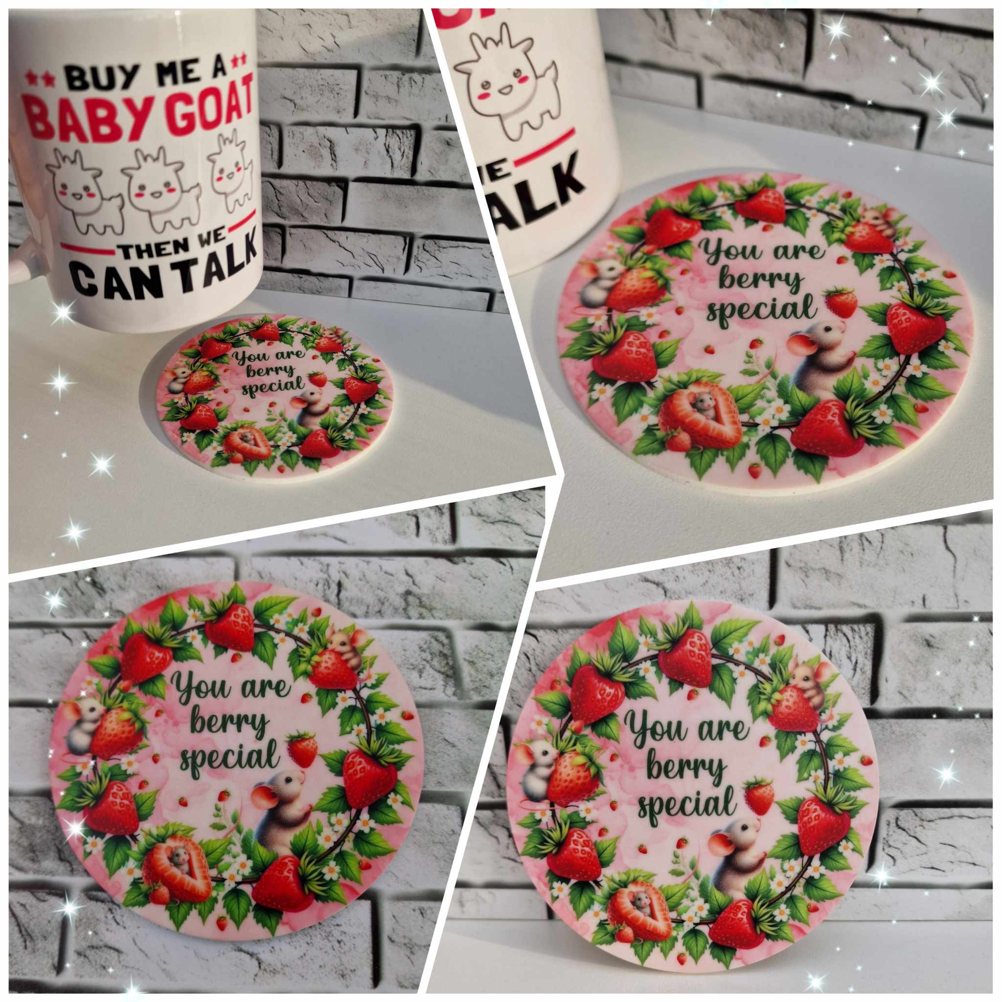 strawberry themed coaster