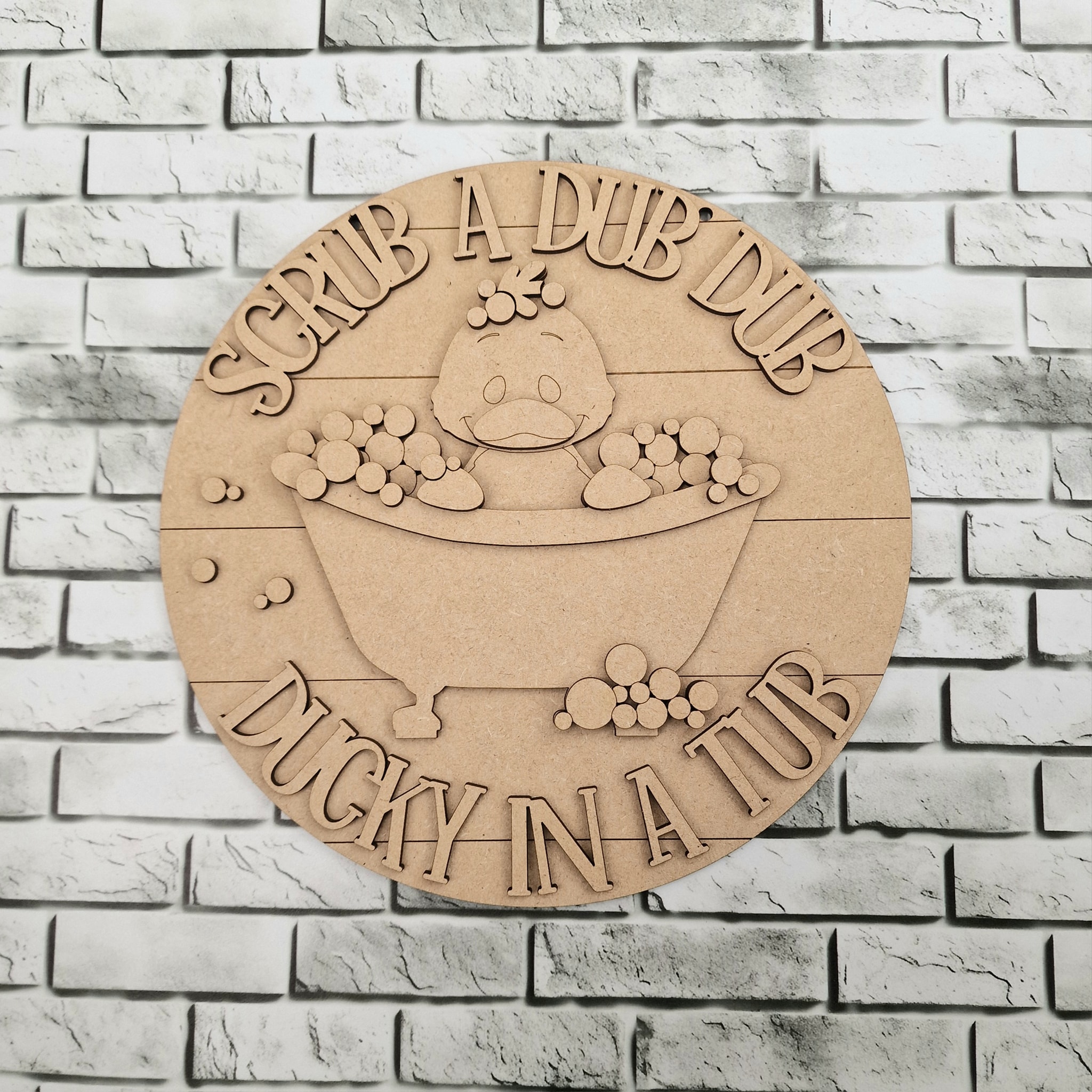 Scrub a dub Duck 23cm round plaque